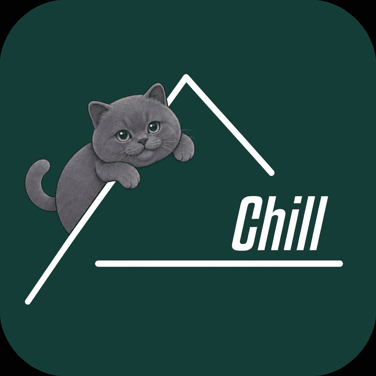 山Chill寵物友善灰貓標誌